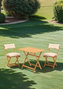 Hanah Home Conjunto de mesa y sillas de jardín My003A de 3 piezas en madera de haya